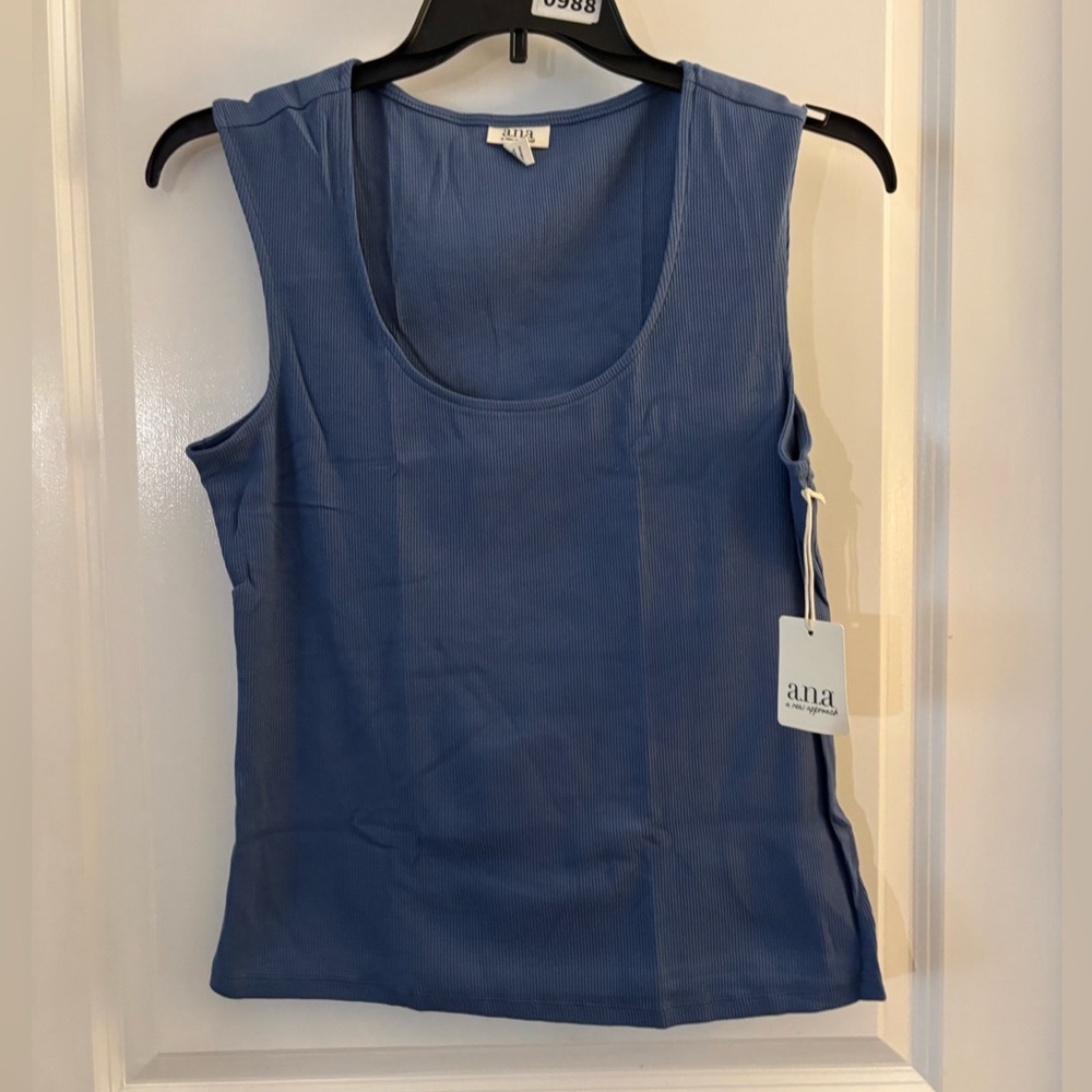 A.N.A Scoop Neck Ribbed Tank Top - Blue Sz XL NWT